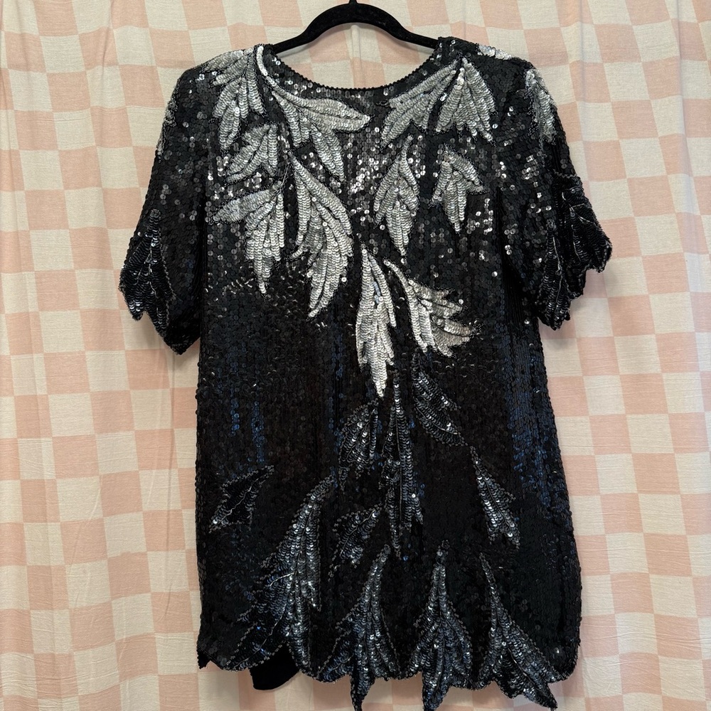 Stenay Black and White Sequin Embellished Blouse